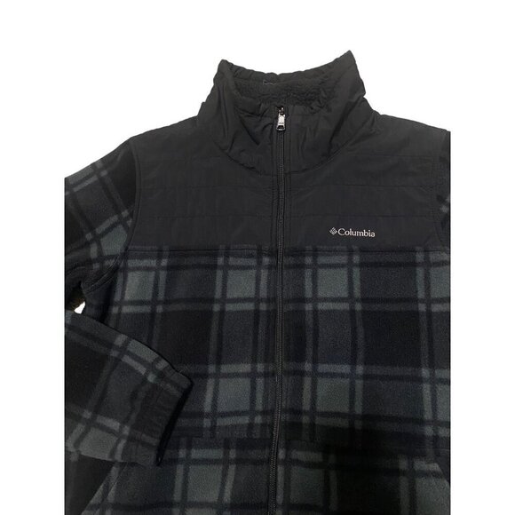 Columbia Women's Plaid Black/Grey Full Zip Fleece Jacket Size S - Picture 3 of 7